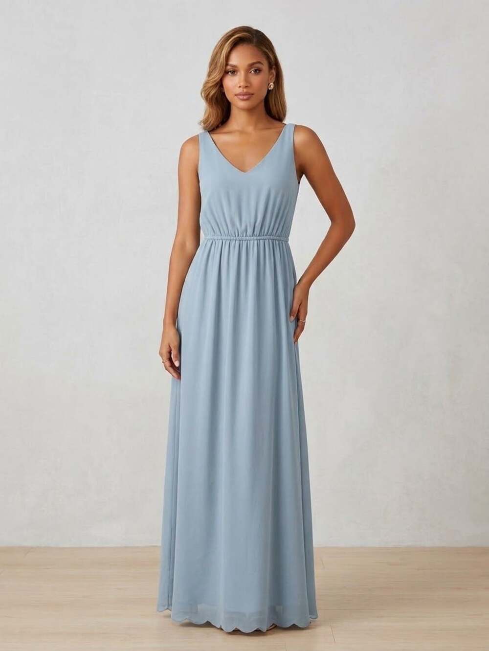 Show Me Your Mumu Kendall Maxi Dress Silver Blue Chiffon